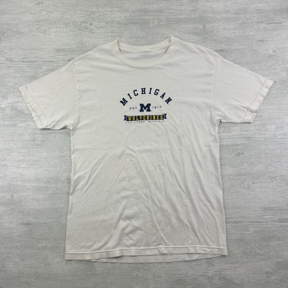 Vintage 90s Michigan Wolverines Shirt Size Large White University NCAA U OF M